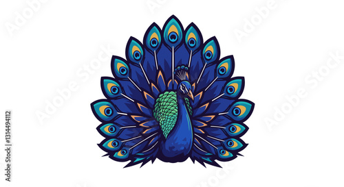 A vibrant peacock displaying its colorful feathers in an artistic style.