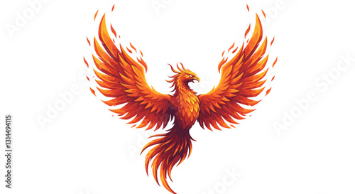 A vibrant phoenix with fiery wings, symbolizing rebirth and resilience.