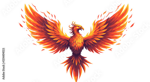 A vibrant phoenix with fiery wings, symbolizing rebirth and transformation.
