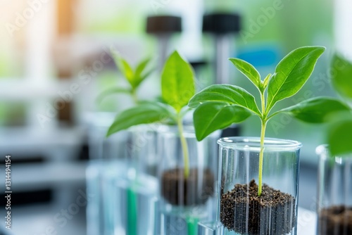 Plants Growing in Test Tubes Science Research photo