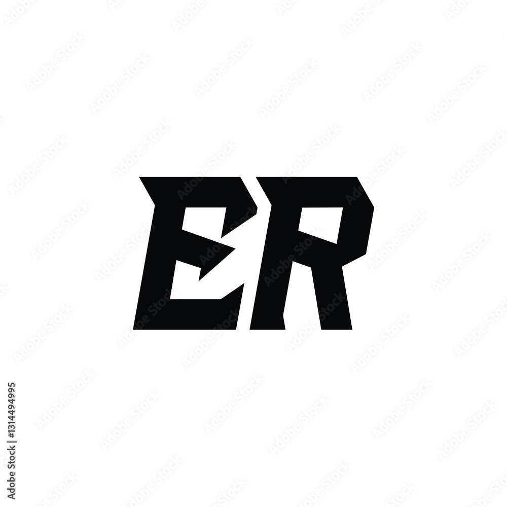 Obraz premium ER monogram logo design letter text name symbol monochrome logotype alphabet character simple logo