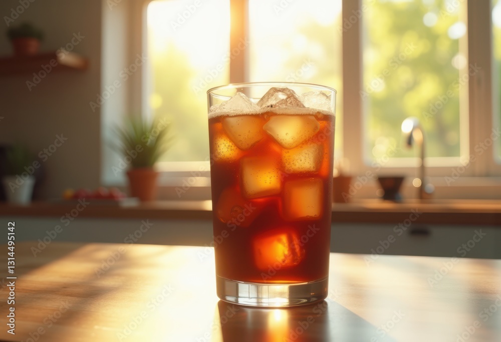 refreshing iced coffee served clear glass ice cubes vibrant coffee coloration cool summer beverage, drink, cold, brew, beans, condensation, caramel, barista refreshing iced coffee served clear glass ice cubes vibrant coffee coloration cool summer beverage, drink, cold, brew, beans, condensation, caramel, barista