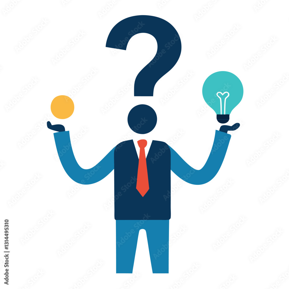 Businessman with a Question Mark Representing Confusion and Seeking Answers Businessman with a Question Mark Representing Confusion and Seeking Answers