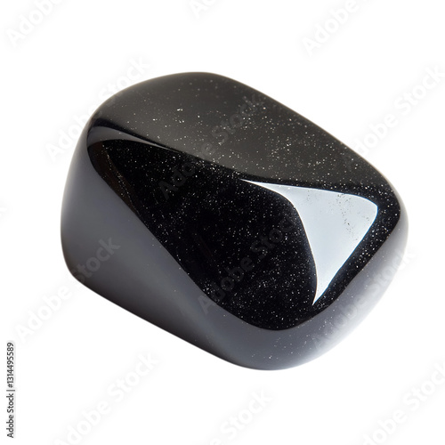 Polished Jet Stone Isolated on Transparent Background