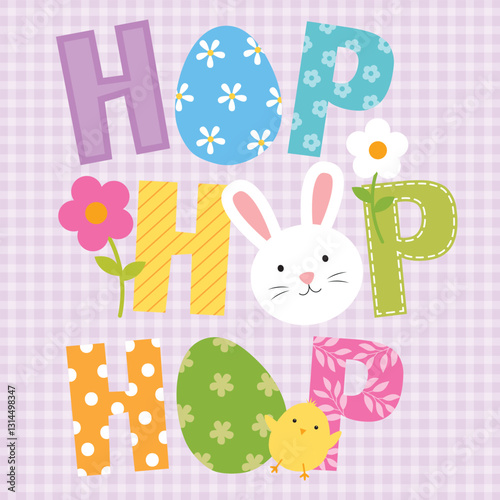 easter greeting card with bunny and chick design