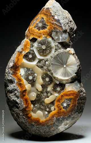 Septarian concretion: calcite barite crystals