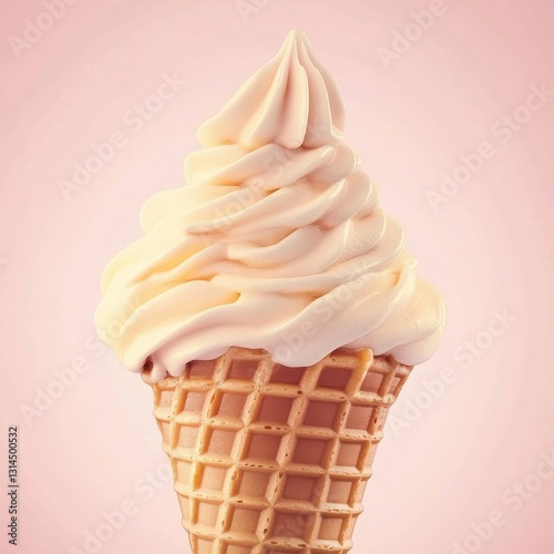 Classic Vanilla Soft Serve Ice Cream Cone photo