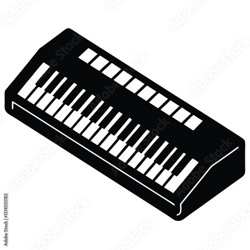 Isometric Keyboard Icon Simple, Black and White Vector Illustration