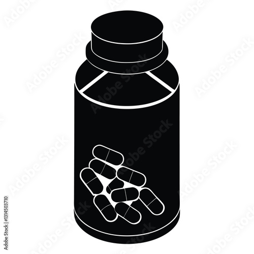 Supplement Bottle Icon Capsules and Pills in a Container