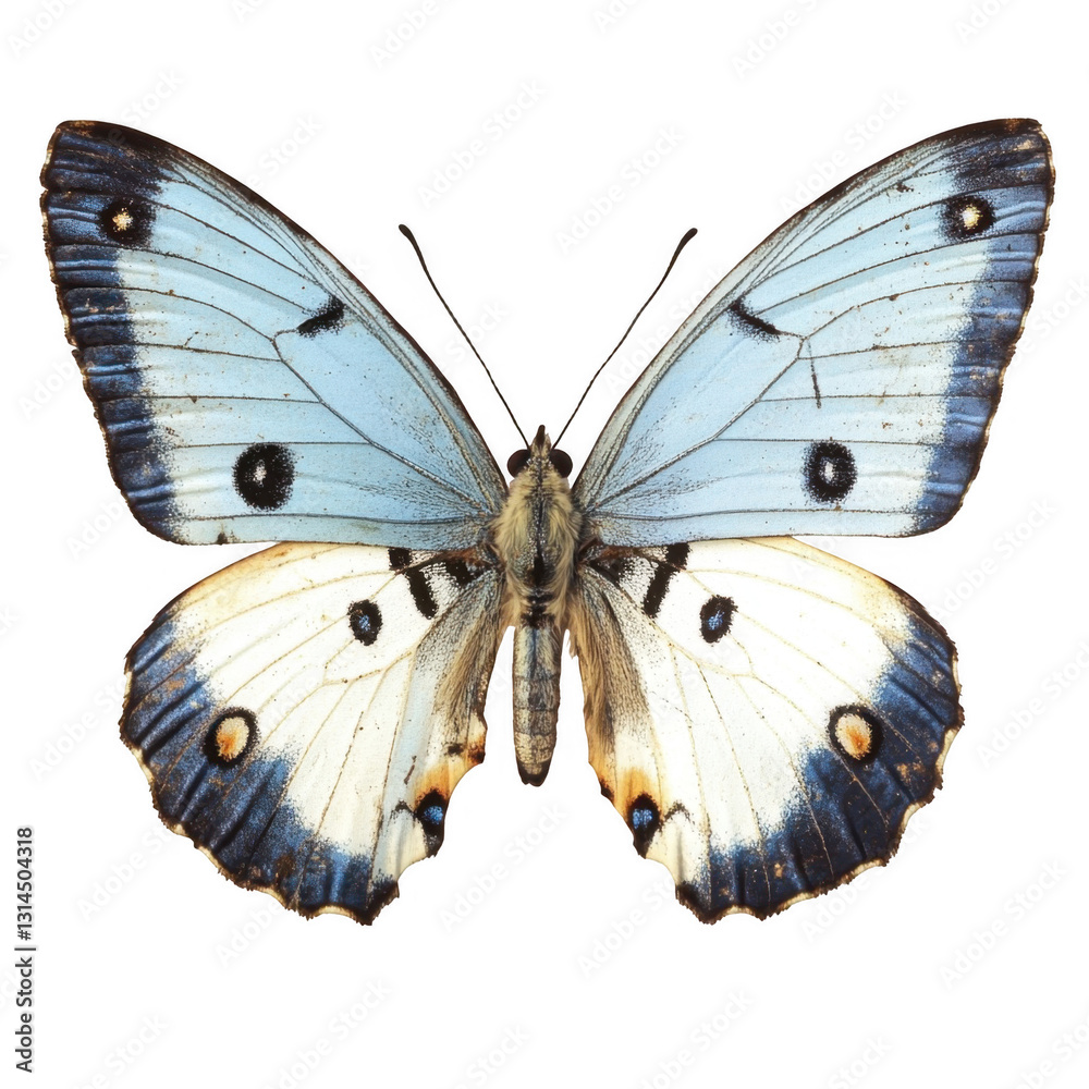Fototapeta premium Beautiful Blue Butterfly with Detailed Patterns on Its Wings