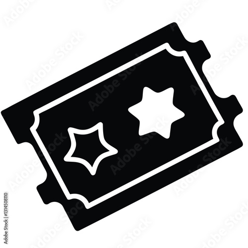 Ticket Stub Icon Black and White Vector Illustration