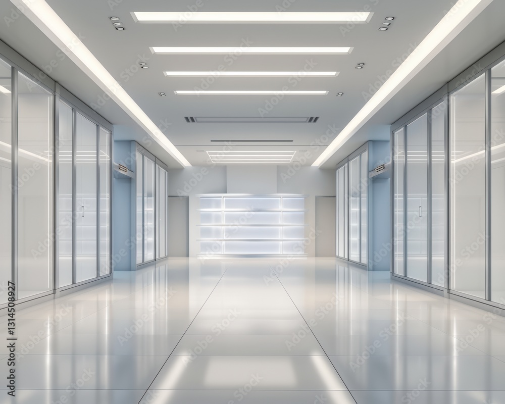 Modern hallway with sleek design, bright lighting, and reflective floors, ideal for architectural and interior design projects. Modern hallway with sleek design, bright lighting, and reflective floors, ideal for architectural and interior design projects.
