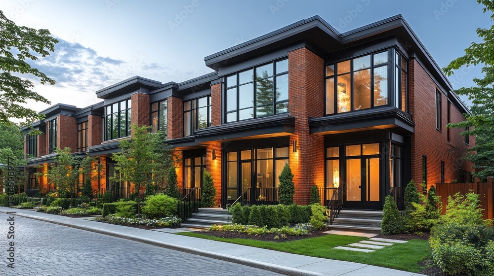 Luxury Brick Townhouses at Dusk Luxury Brick Townhouses at Dusk