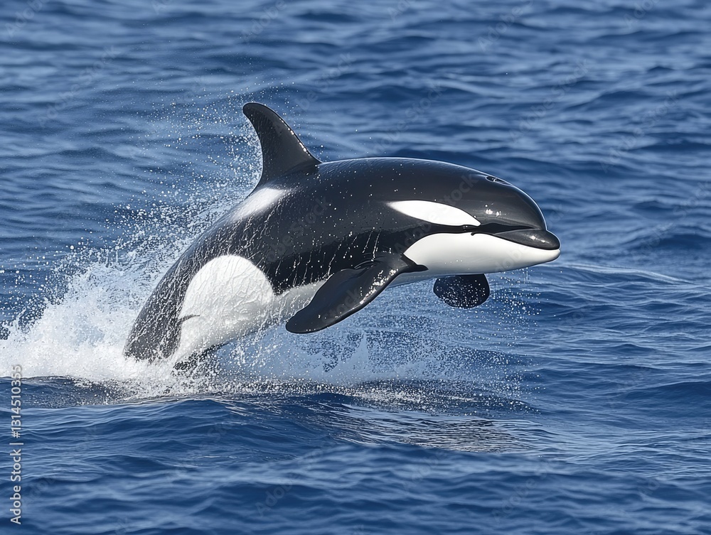 Fototapeta premium Orca leaping in open ocean waters
