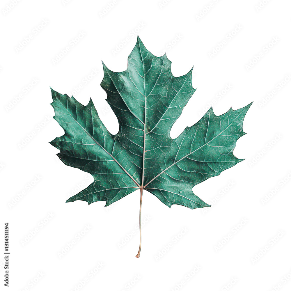 Fototapeta premium Teal Maple Leaf: Nature's Beauty isolated on transparent background