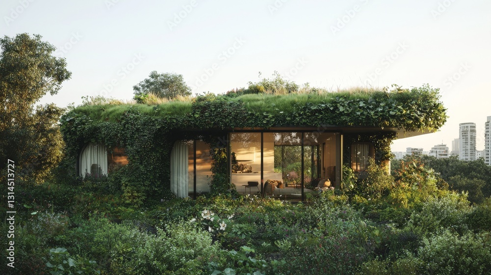 Ecofriendly urban design concept featuring a futuristic rooftop garden with sleek white air purification units and lush greenery set against a backdrop of modern architecture and an azure sky Ecofriendly urban design concept featuring a futuristic rooftop garden with sleek white air purification units and lush greenery set against a backdrop of modern architecture and an azure sky