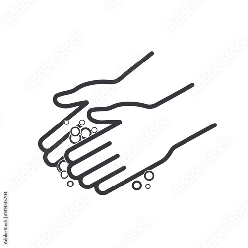 Isolated outline pictogram : handwashing with soap, cleanliness and health by preventing germs and hygiene habit