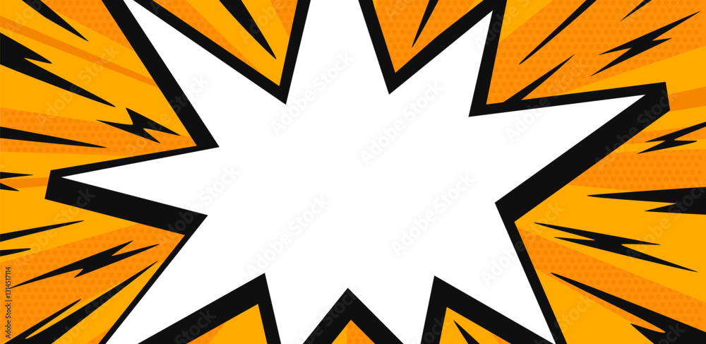Obraz premium Comic blank explosion speech bubbles in pop art style. Abstract creative vector illustration halftone book design.