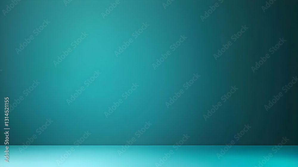 Empty Teal Studio Background With Gradient Illumination And Floor Space For Product Display Empty Teal Studio Background With Gradient Illumination And Floor Space For Product Display