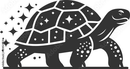 A tortoise walking slowly with its head slightly raised vector silhouette animal design