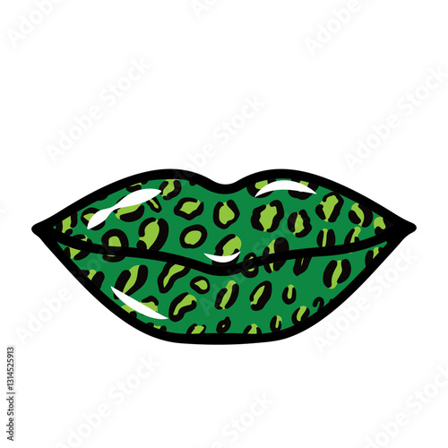 Obraz na płótnie St Patrick’s Day leopard lips. Green lipstick kiss. Vector template for Saint Patricks Day banner, poster, greeting card, flyer, sticker, postcard. w salonie