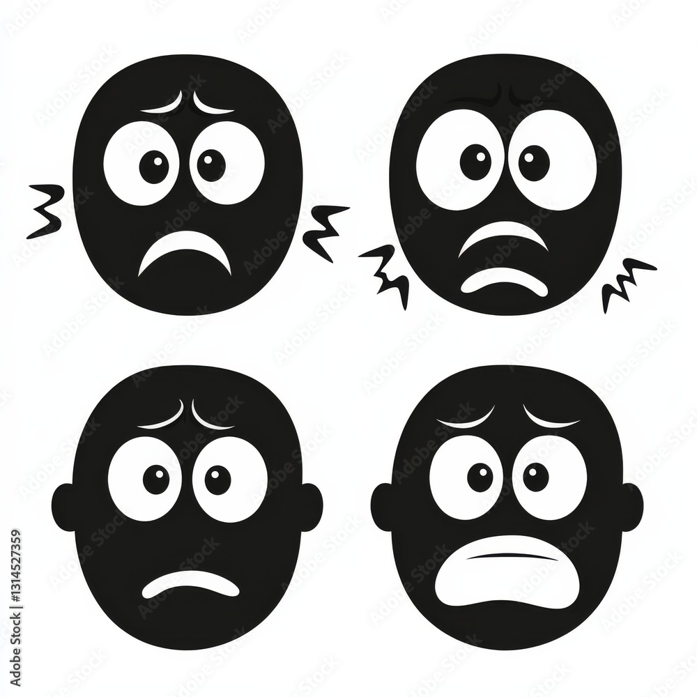 Obraz premium Set of emoji faces expressing various emotions and feelings