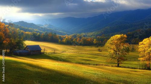 The Carter Shields cabin is nestled in Cades Cove, located within the Great Smoky Mountains National Park in Tennessee