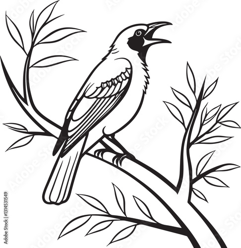 bare throated bellbird bird silhouette vector illustration
