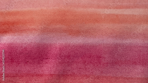水彩で描いたローズピンク色の背景、ピンクとオレンジ色のグラデーション背景イラスト、手描き水彩の背景、グラデーションの背景イラスト、手描き水彩の背景画、コピースペースのある風景画