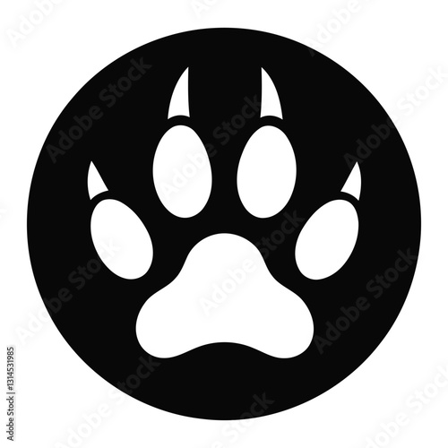 dog paw print in black circle