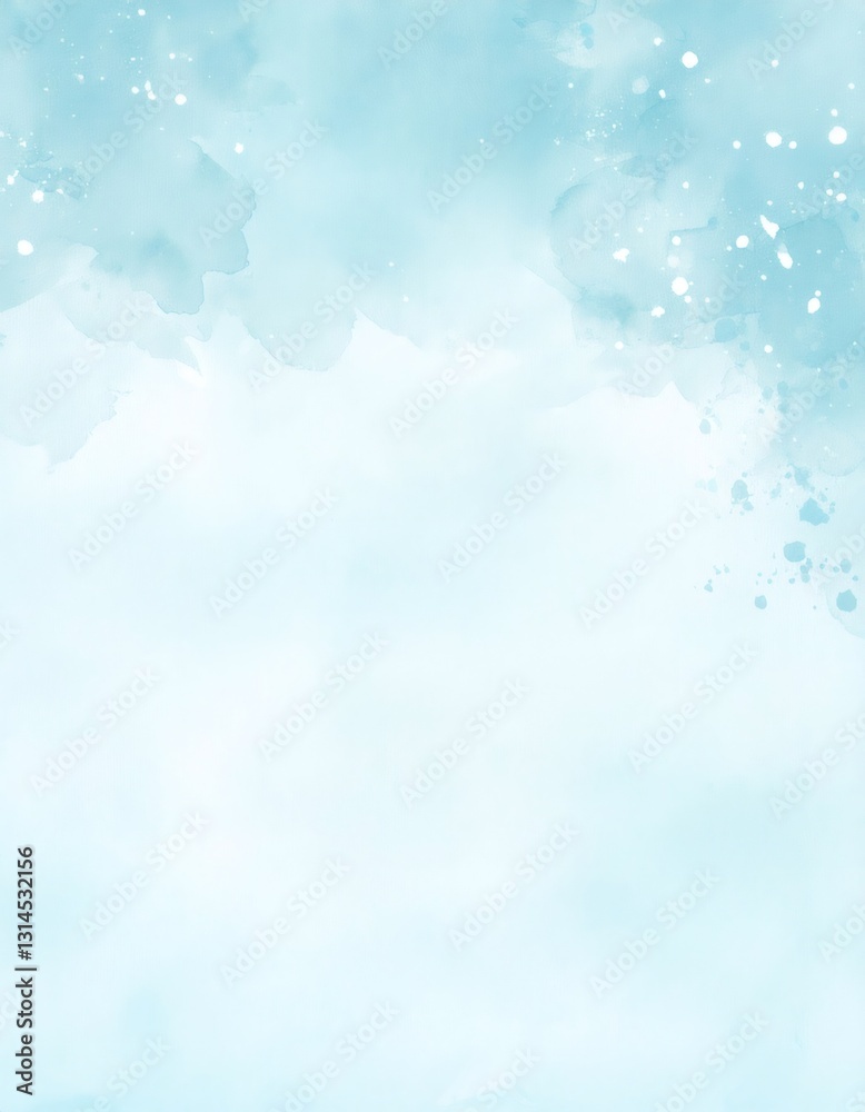 Light blue watercolor background with copy space and white splashes, ideal for backgrounds and textures Light blue watercolor background with copy space and white splashes, ideal for backgrounds and textures