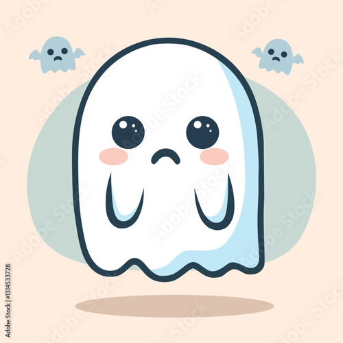 A cartoon character white ghost sad