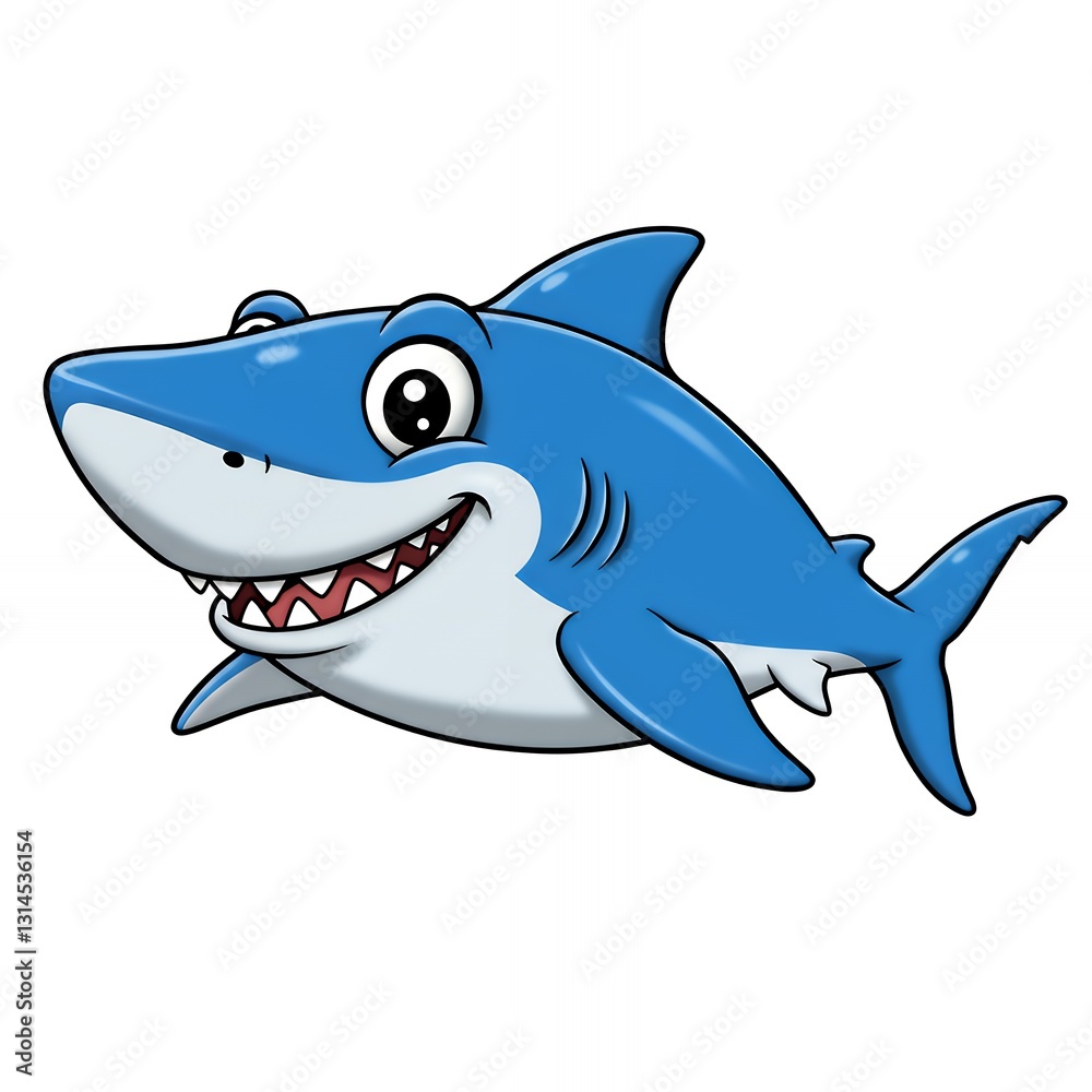 Naklejka premium Happy Cartoon Shark Illustration for Kids