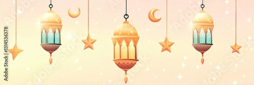 Wallpaper Mural Elegant lanterns, crescent moon, and stars creating a festive atmosphere for ramadan or eid al-fitr celebrations	
 Torontodigital.ca