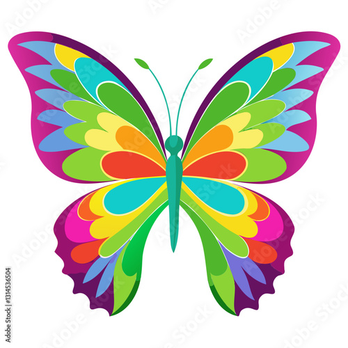 colorful beautiful silhouette butterfly isolated on a transparent background