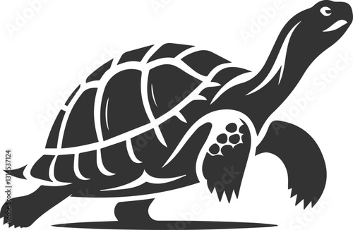 A tortoise stretching its neck forward as if sniffing the air vector silhouette animal design
