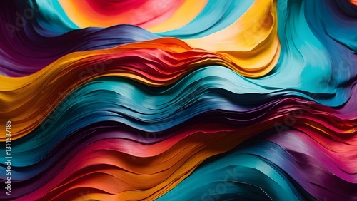 Colorful Abstract Waves Created With Layered Papers in Vibrant Hues and Flowing Patterns