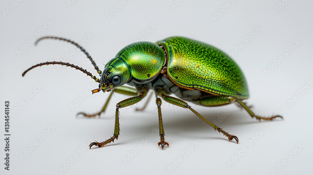 Naklejka premium Isolated green June Beetle bug with intricate details against a plain backdrop
