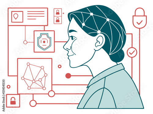 Vector illustration of Neural Network and Human Brain Technology