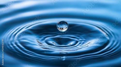 Water droplet impact creating ripples natural setting close-up photography tranquil environment aesthetic viewpoint fluid dynamics concept