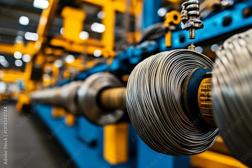 Factory production, wire coils. Generative AI Factory production, wire coils. Generative AI