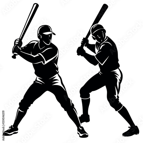 Baseball-players vector-silhouettes.