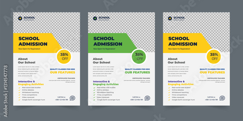 Kids back to school education admission flyer poster template bundle, Kids Childrens back to school education admission flyer poster layout, book cover, leaflet, poster, brochure, template