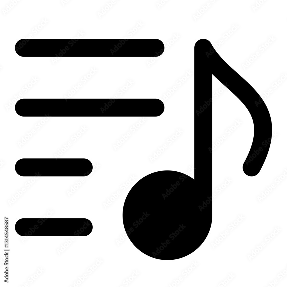 Playlist Glyph Icon. Vector Illustration. Symbol of Music Organization and Media Curation Playlist Glyph Icon. Vector Illustration. Symbol of Music Organization and Media Curation