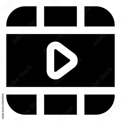 Film Glyph Icon. Vector Illustration. Symbol of Cinema, Movies, and Entertainment