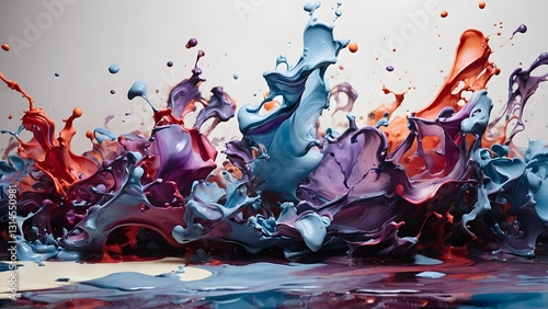 Colorful Splashes of Paint Create Abstract Art in a Dynamic Composition