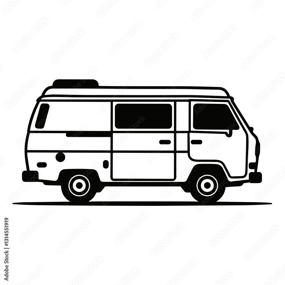 Stylish camper van icon on transparent background Stylish camper van icon on transparent background
