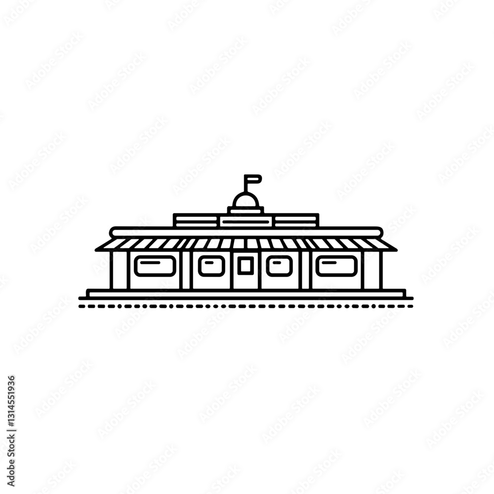 Train station icon in black line art, minimal design Train station icon in black line art, minimal design