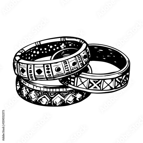 A vintage style illustration of traditional bangles