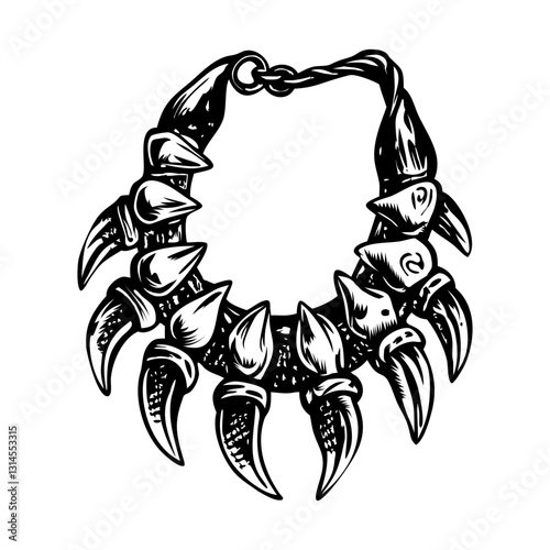 A vintage style illustration of tribal claw necklace